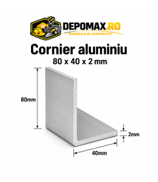 Cornier aluminiu 80 x 40 x 2 mm, 6 metri (EN AW-6060)